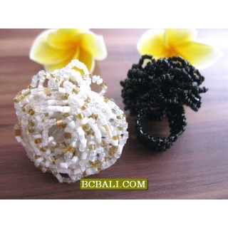 Beaded Finger Rings Flowers Designs